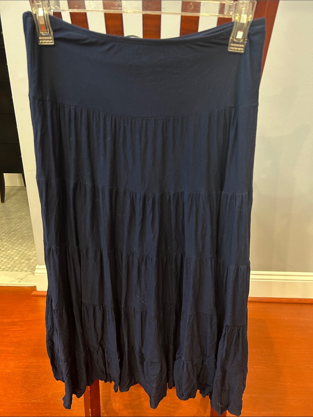 INC International Concepts Navy Tiered Maxi Skirt
